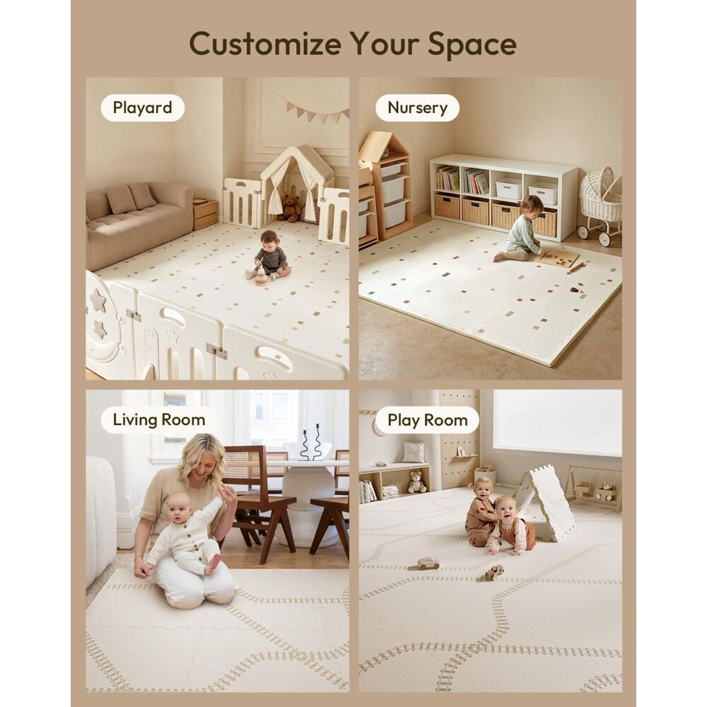 NEW Baby Play Mat 6 Interlocking Jigsaw Foam Tiles 44" x 66" Reversible 2 Images - Picture 3 of 9